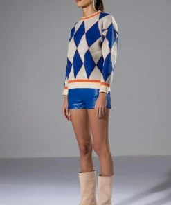 BLUE MOOD FAUX LEATHER SHORT 14 BLUE MOOD FAUX LEATHER SHORT -FINESSE-shop blue mood faux leather short royal blue 5 5