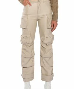 BONNE SOIREE CARGO FAUX LEATHER PANTS