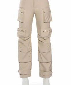 BONNE SOIREE CARGO FAUX LEATHER PANTS -FINESSE-shop bonne soiree cargo faux leather pants ivory 5 5