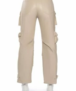BONNE SOIREE CARGO FAUX LEATHER PANTS -FINESSE-shop bonne soiree cargo faux leather pants ivory 7 7