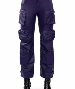 BONNE SOIREE CARGO FAUX LEATHER PANTS -FINESSE-shop bonne soiree cargo faux leather pants purple 5 5