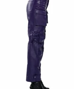 BONNE SOIREE CARGO FAUX LEATHER PANTS -FINESSE-shop bonne soiree cargo faux leather pants purple 6 6