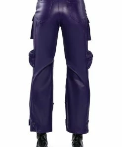 BONNE SOIREE CARGO FAUX LEATHER PANTS -FINESSE-shop bonne soiree cargo faux leather pants purple 7 7