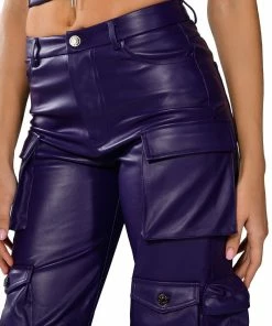BONNE SOIREE CARGO FAUX LEATHER PANTS -FINESSE-shop bonne soiree cargo faux leather pants purple 8 8