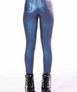 BORN TO SHINE METALLIC SKINNY PANTS IN BLUE 8 BORN TO SHINE METALLIC SKINNY PANTS IN BLUE -FINESSE-shop born to shine metallic skinny pants in blue blue 5 5