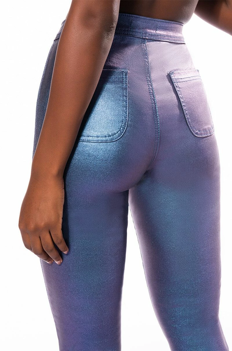 BORN TO SHINE METALLIC SKINNY PANTS IN BLUE 5 BORN TO SHINE METALLIC SKINNY PANTS IN BLUE - Image 5