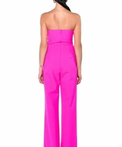 BREA STRAPLESS WIDE LEG JUMPSUIT -FINESSE-shop brea strapless wide leg jumpsuit hot pink 10 10