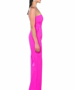 BREA STRAPLESS WIDE LEG JUMPSUIT -FINESSE-shop brea strapless wide leg jumpsuit hot pink 9 9