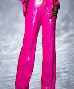 BRIGHT BRIGHT PINK SEQUIN TROUSER 14 BRIGHT BRIGHT PINK SEQUIN TROUSER -FINESSE-shop bright bright pink sequin trouser fuchsia 1 1 c1