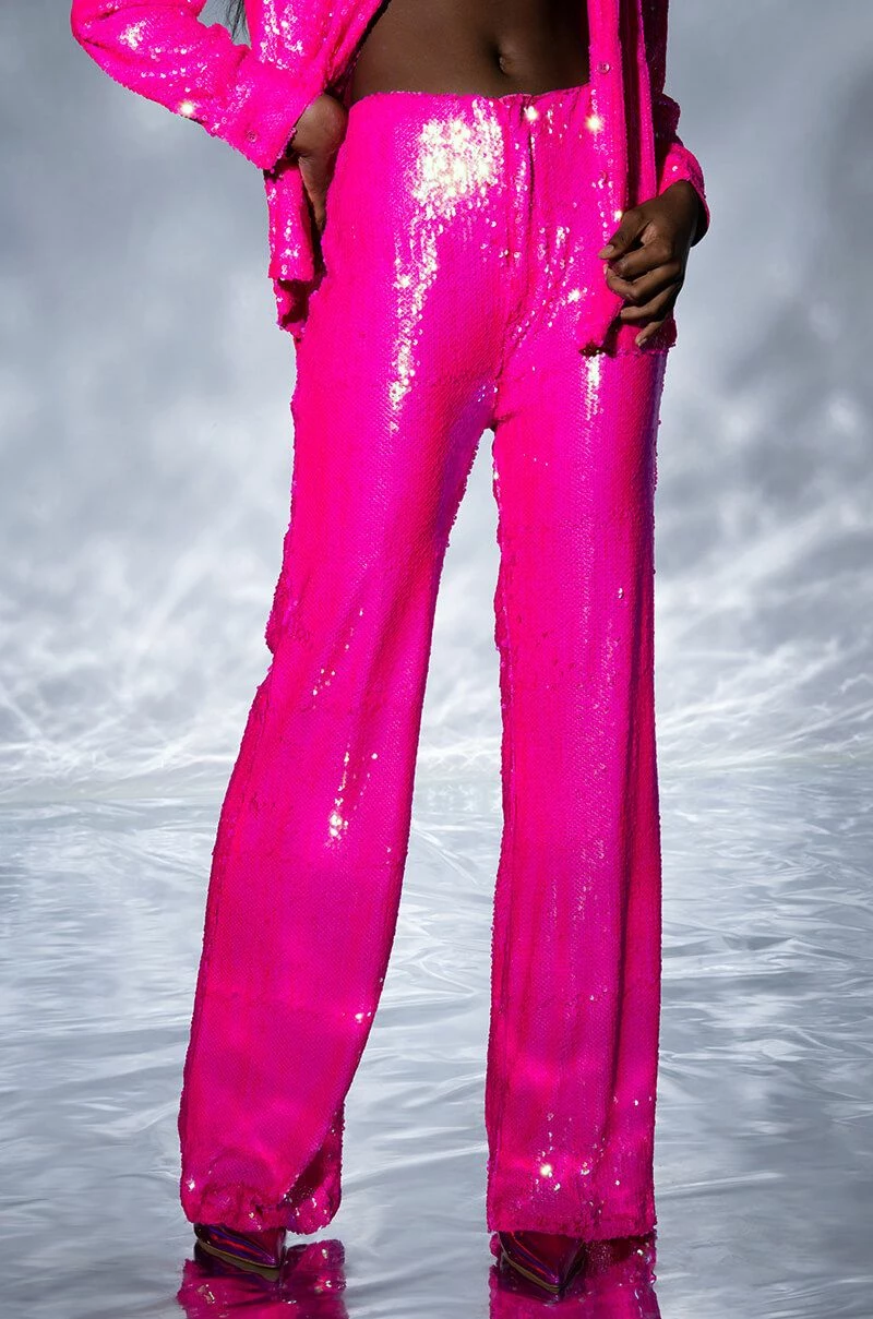 BRIGHT BRIGHT PINK SEQUIN TROUSER 6 BRIGHT BRIGHT PINK SEQUIN TROUSER - Image 6