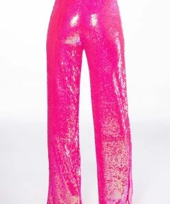 BRIGHT BRIGHT PINK SEQUIN TROUSER 11 BRIGHT BRIGHT PINK SEQUIN TROUSER -FINESSE-shop bright bright pink sequin trouser fuchsia 5 5