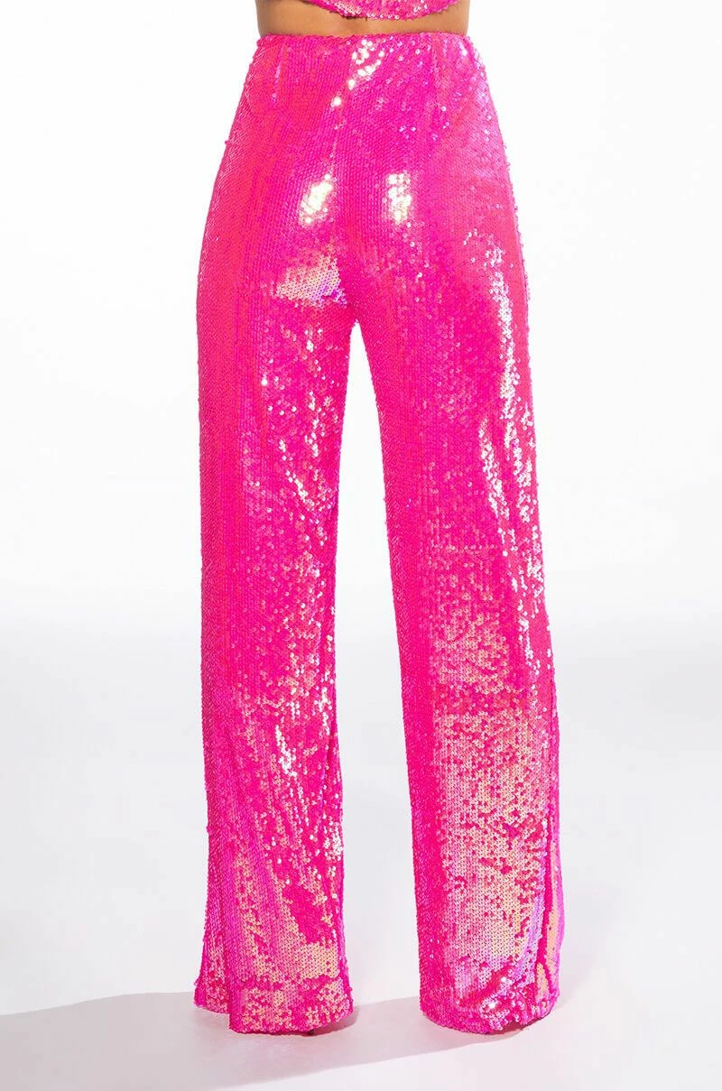 BRIGHT BRIGHT PINK SEQUIN TROUSER 3 BRIGHT BRIGHT PINK SEQUIN TROUSER - Image 3