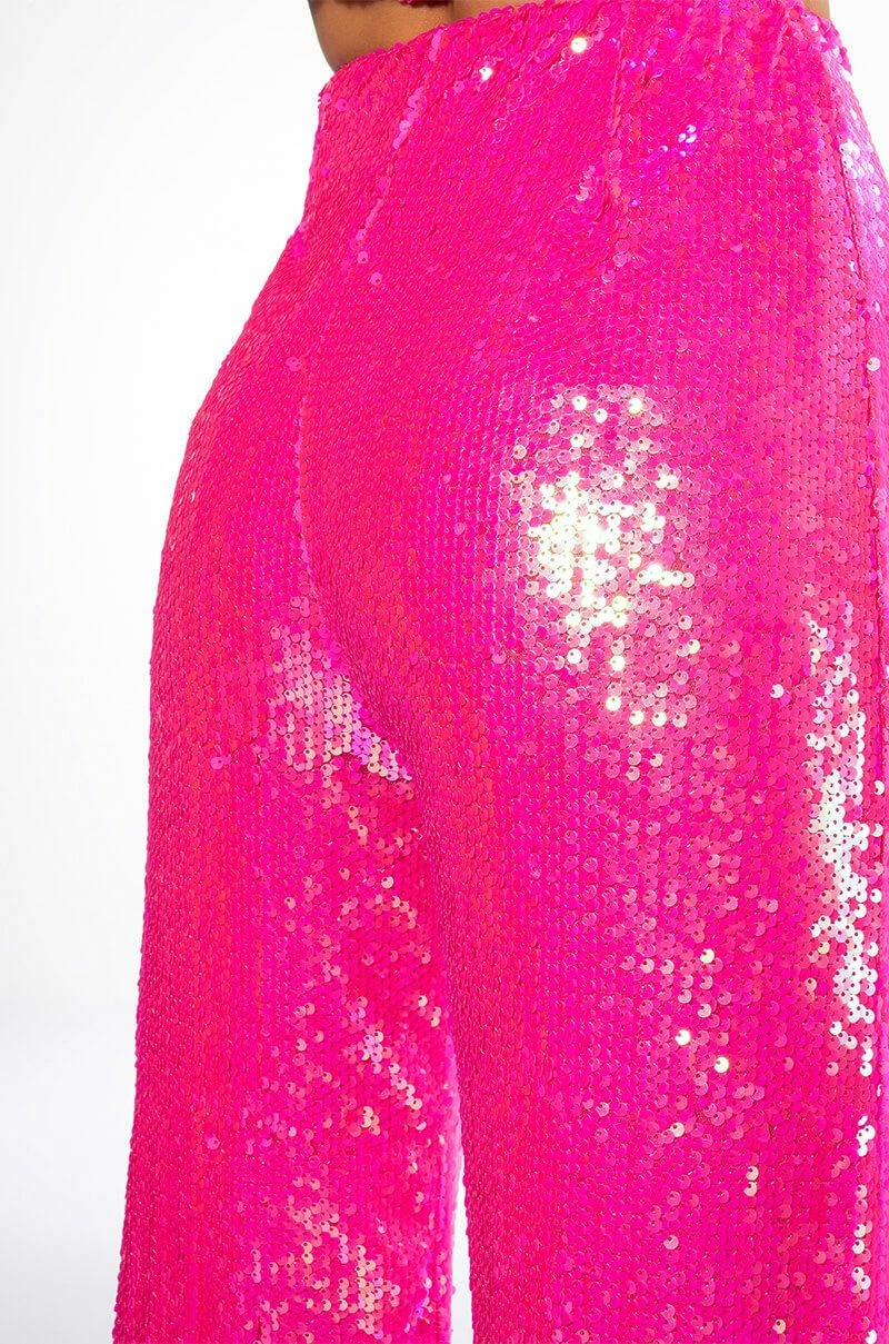 BRIGHT BRIGHT PINK SEQUIN TROUSER 4 BRIGHT BRIGHT PINK SEQUIN TROUSER - Image 4