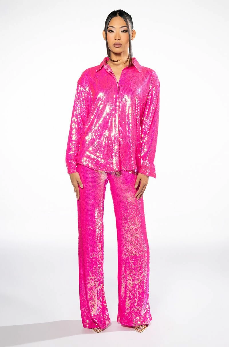 BRIGHT BRIGHT PINK SEQUIN TROUSER 5 BRIGHT BRIGHT PINK SEQUIN TROUSER - Image 5