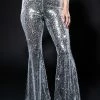 BRIGHTNESS SEQUIN FLARE PANT IN SILVER