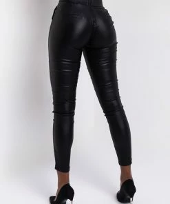 AMMO X AKIRA BIG BOOTY HIGH WAIST PLEATHER PANT WITH 4 WAY STRETCH -FINESSE-shop c005 black 3 3
