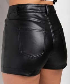 CALLIE FAUX LEATHER SHORT -FINESSE-shop callie faux leather short black 8 8 c1