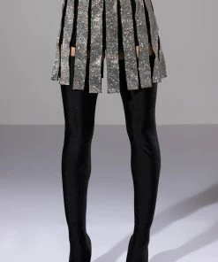 CAPTAIN OF THE TEAM RHINESTONE MINI SKIRT -FINESSE-shop captain of the team rhinestone mini skirt silver 5 5