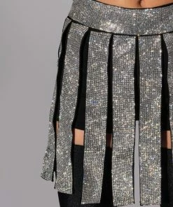 CAPTAIN OF THE TEAM RHINESTONE MINI SKIRT -FINESSE-shop captain of the team rhinestone mini skirt silver 8 8