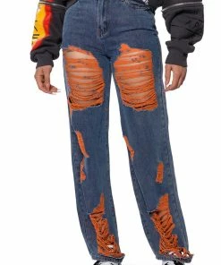 CAREFREE DISTRESSED COLOR RELAXED FIT JEANS