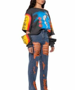 CAREFREE DISTRESSED COLOR RELAXED FIT JEANS -FINESSE-shop carefree distressed color relaxed fit jeans medium blue denim 4 4