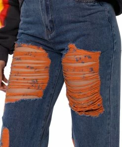 CAREFREE DISTRESSED COLOR RELAXED FIT JEANS -FINESSE-shop carefree distressed color relaxed fit jeans medium blue denim 8 8