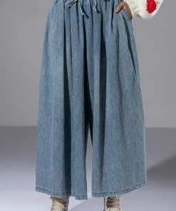 CECE PULL ON SUPER WIDE DENIM PANT