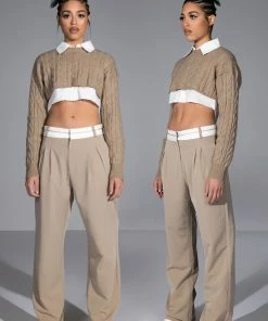 CERTIFIED BOSS WIDE LEG TROUSER -FINESSE-shop certified boss wide leg trouser beige 4 4