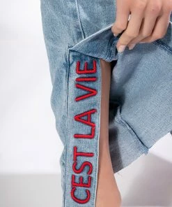 C'EST LA VIE HIGH RISE STRAIGHT JEANS -FINESSE-shop cest la vie high rise straight jeans light blue denim 8 8 c1 c1 c1 c1