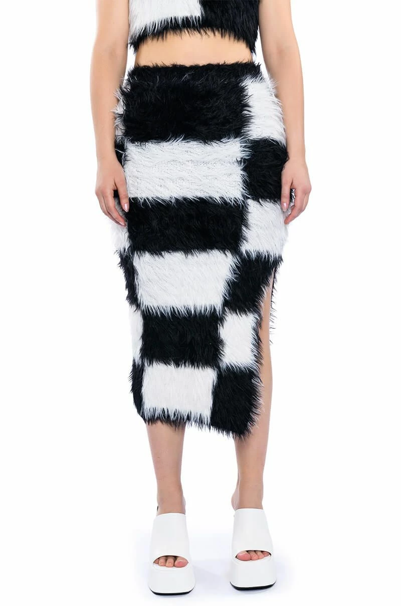 CHECKMATE SIR FUZZY MIDI SKIRT 1 CHECKMATE SIR FUZZY MIDI SKIRT
