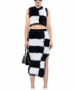 CHECKMATE SIR FUZZY MIDI SKIRT 12 CHECKMATE SIR FUZZY MIDI SKIRT -FINESSE-shop checkmate sir fuzzy midi skirt black white 3 3