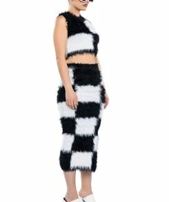 CHECKMATE SIR FUZZY MIDI SKIRT 13 CHECKMATE SIR FUZZY MIDI SKIRT -FINESSE-shop checkmate sir fuzzy midi skirt black white 4 4