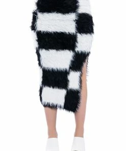 CHECKMATE SIR FUZZY MIDI SKIRT 15 CHECKMATE SIR FUZZY MIDI SKIRT -FINESSE-shop checkmate sir fuzzy midi skirt black white 6 6