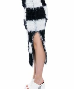 CHECKMATE SIR FUZZY MIDI SKIRT 17 CHECKMATE SIR FUZZY MIDI SKIRT -FINESSE-shop checkmate sir fuzzy midi skirt black white 8 8