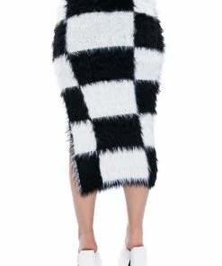 CHECKMATE SIR FUZZY MIDI SKIRT 18 CHECKMATE SIR FUZZY MIDI SKIRT -FINESSE-shop checkmate sir fuzzy midi skirt black white 9 9