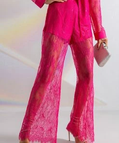 CHIC LIFE ALL OVER LACE HIGH WAIST WIDE LEG TROUSER