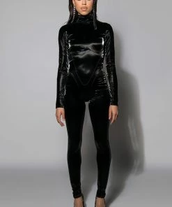 CHOOSE ME FAUX LEATHER CATSUIT -FINESSE-shop choose me faux leather catsuit black 3 3