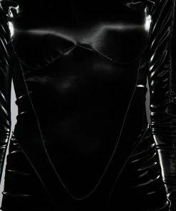 CHOOSE ME FAUX LEATHER CATSUIT -FINESSE-shop choose me faux leather catsuit black 6 6