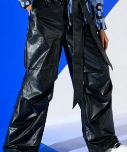 COLDER HOURS FAUX LEATHER PARACHUTE PANT