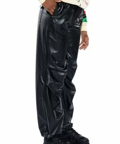 COLDER HOURS FAUX LEATHER PARACHUTE PANT -FINESSE-shop colder hours faux leather parachute pant black 3 3 c1