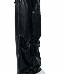 COLDER HOURS FAUX LEATHER PARACHUTE PANT -FINESSE-shop colder hours faux leather parachute pant black 8 8