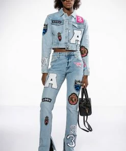 Alternative view of COLLEGIATE OUT OF YOUR LEAGUE HIGH RISE STRAIGHT LEG JEAN