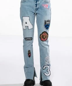 COLLEGIATE OUT OF YOUR LEAGUE HIGH RISE STRAIGHT LEG JEAN -FINESSE-shop collegiate out of your league high rise straight leg jean medium blue denim 5 5 c1 c1 c1 c1 c1