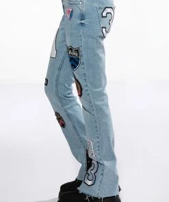 COLLEGIATE OUT OF YOUR LEAGUE HIGH RISE STRAIGHT LEG JEAN -FINESSE-shop collegiate out of your league high rise straight leg jean medium blue denim 7 7 c1 c1 c1 c1 c1
