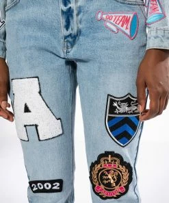 COLLEGIATE OUT OF YOUR LEAGUE HIGH RISE STRAIGHT LEG JEAN -FINESSE-shop collegiate out of your league high rise straight leg jean medium blue denim 9 9 c1 c1 c1 c1 c1