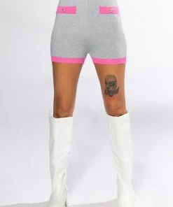 COLLEGIATE SO STUDIOUS KNIT BOOTY SHORT -FINESSE-shop collegiate so studious knit booty short grey multi 6 6