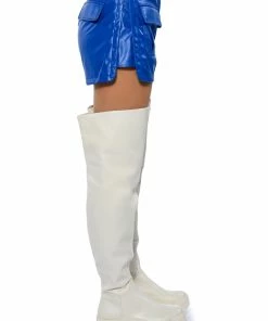 CORA POCKET DETAIL FAUX LEATHER SHORT -FINESSE-shop cora pocket detail faux leather short royal blue 6 6