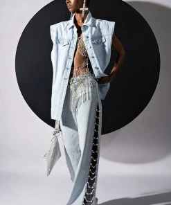 COVERED IN DIAMONDS RELAXED JEANS -FINESSE-shop covered in diamonds relaxed jeans light blue denim 2 2 c1