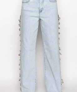 COVERED IN DIAMONDS RELAXED JEANS -FINESSE-shop covered in diamonds relaxed jeans light blue denim 5 5