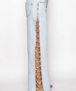 COVERED IN DIAMONDS RELAXED JEANS -FINESSE-shop covered in diamonds relaxed jeans light blue denim 6 6
